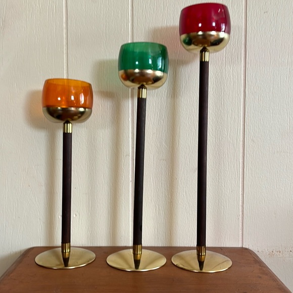 Mid Century Modern vintage Christmas candle holders - Picture 3 of 5
